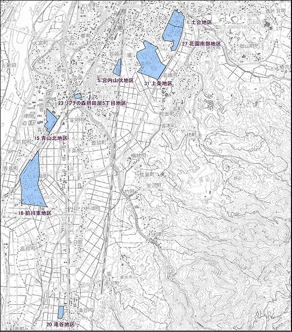 「長岡都市計画区域（川東地域）　地区計画区域位置図2」の画像