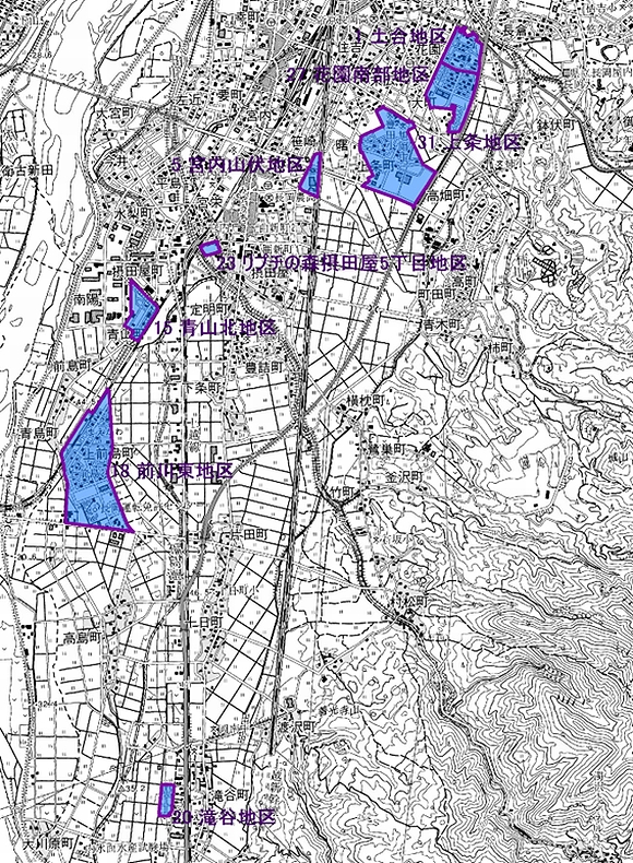 「長岡都市計画区域（川東地域）　地区計画指定箇所位置図2」の画像