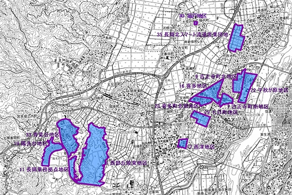 「長岡都市計画区域（川西地域）　地区計画指定箇所位置図」の画像