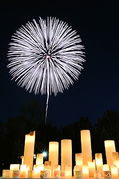 「世界平和を願う花火を打ち上げ」の画像